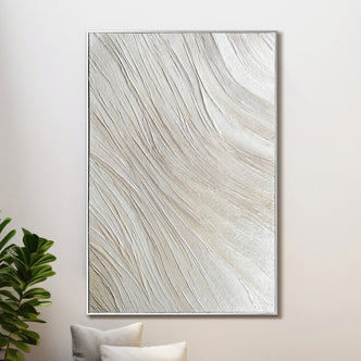 Anya Abstract Textured Wall Art displayed in a contemporary living space, demonstrating how its flowing patterns and depth enhance a modern interior design.