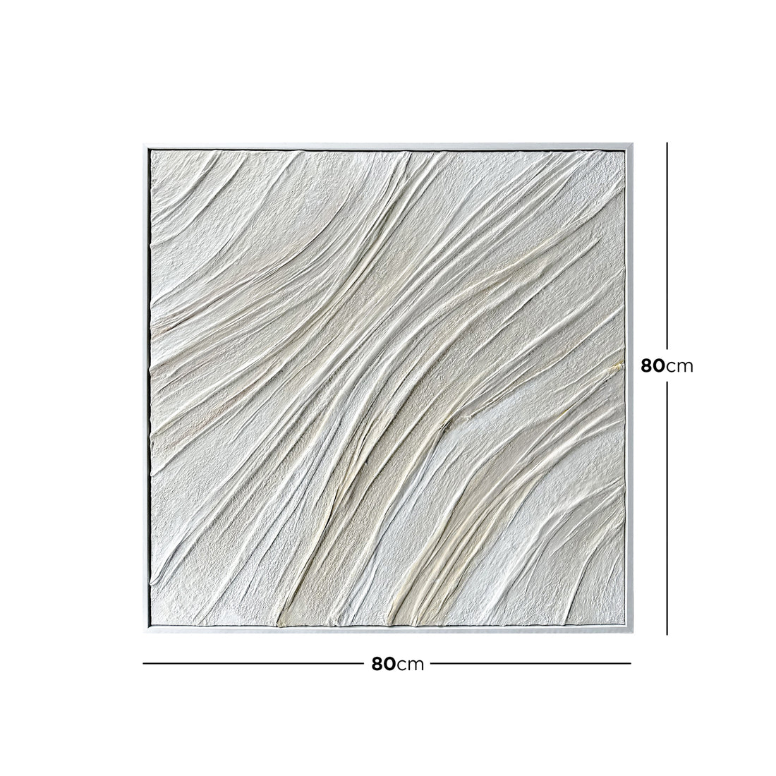 Dimensions of Anya Abstract Textured Wall Art: 80x80cm, illustrating its square size, suitable for adding a modern touch to compact spaces or a gallery wall.