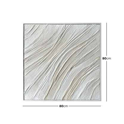 Dimensions of Anya Abstract Textured Wall Art: 80x80cm, illustrating its square size, suitable for adding a modern touch to compact spaces or a gallery wall.