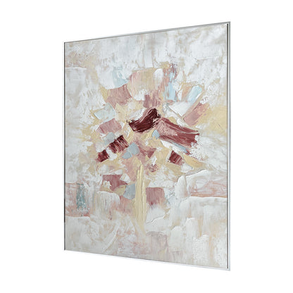 Bloom Abstract Textured Framed Canvas Wall Art from an angled perspective, highlighting its distinctive 3D texture and hand-painted details, adding depth and artistic flair to any wall.