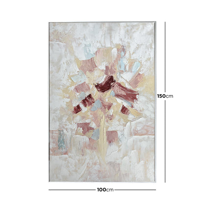 Bloom Abstract Textured Framed Canvas Wall Art with dimensions of 100x150cm, 4cm depth, for accurate space planning.