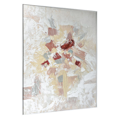 Bloom Abstract Textured Framed Canvas Wall Art from an angled perspective, highlighting its distinctive 3D texture and hand-painted details, adding depth and artistic flair to any wall.