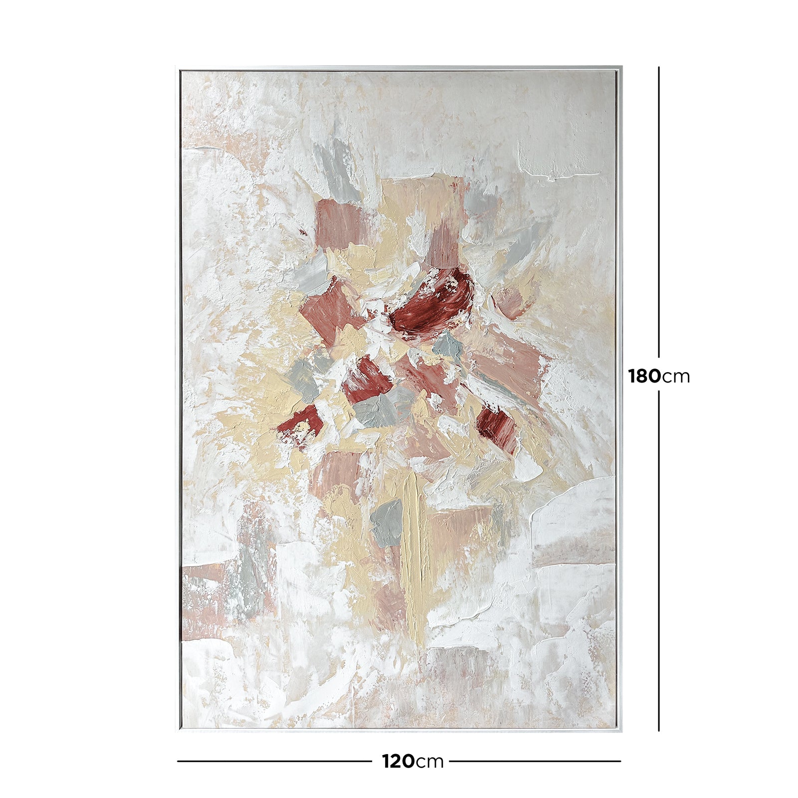 Bloom Abstract Textured Framed Canvas Wall Art with dimensions of 120x180cm, with a 4cm depth, for accurate space planning.