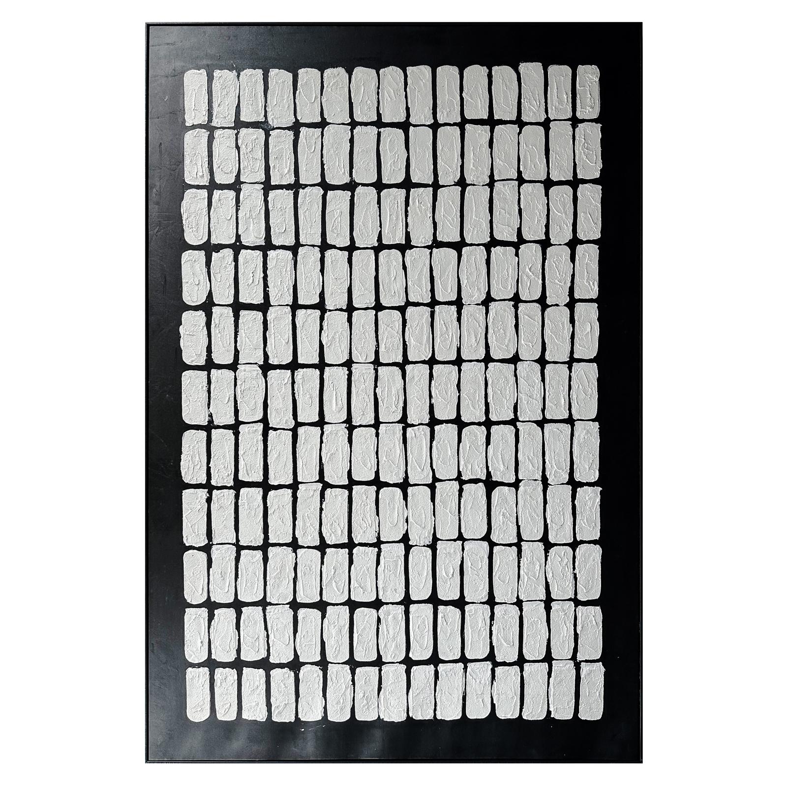 Front view of Elodie Framed Textured Hanging Canvas, a modern 3D wall art with a bold geometric design and unique hand-painted gel finish.