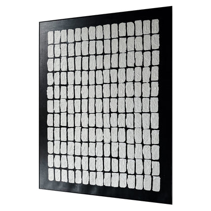 Left Angled view of Elodie Framed Textured Hanging Canvas, emphasizing its depth, the sturdy lightweight polystyrene frame, and the subtle raised textures.