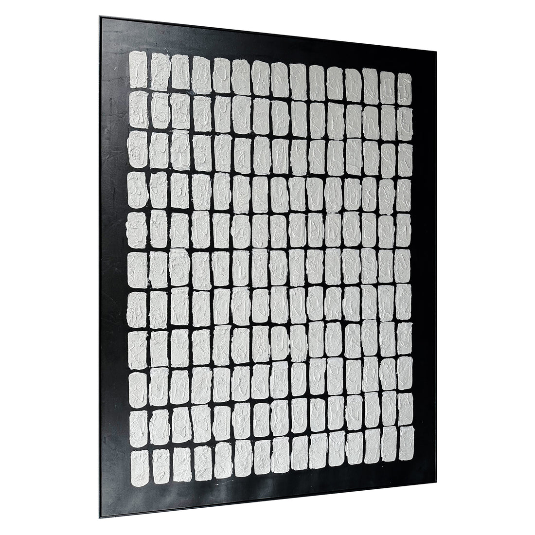 Right Angled view of Elodie Framed Textured Hanging Canvas, emphasizing its depth, the sturdy lightweight polystyrene frame, and the subtle raised textures.