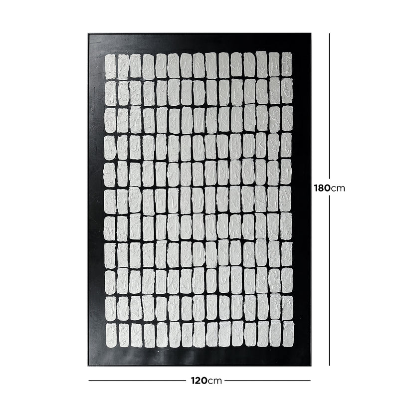 Dimensions of Elodie Framed Textured Wall Art: 120x180cm, illustrating the large, commanding size for a significant wall statement.