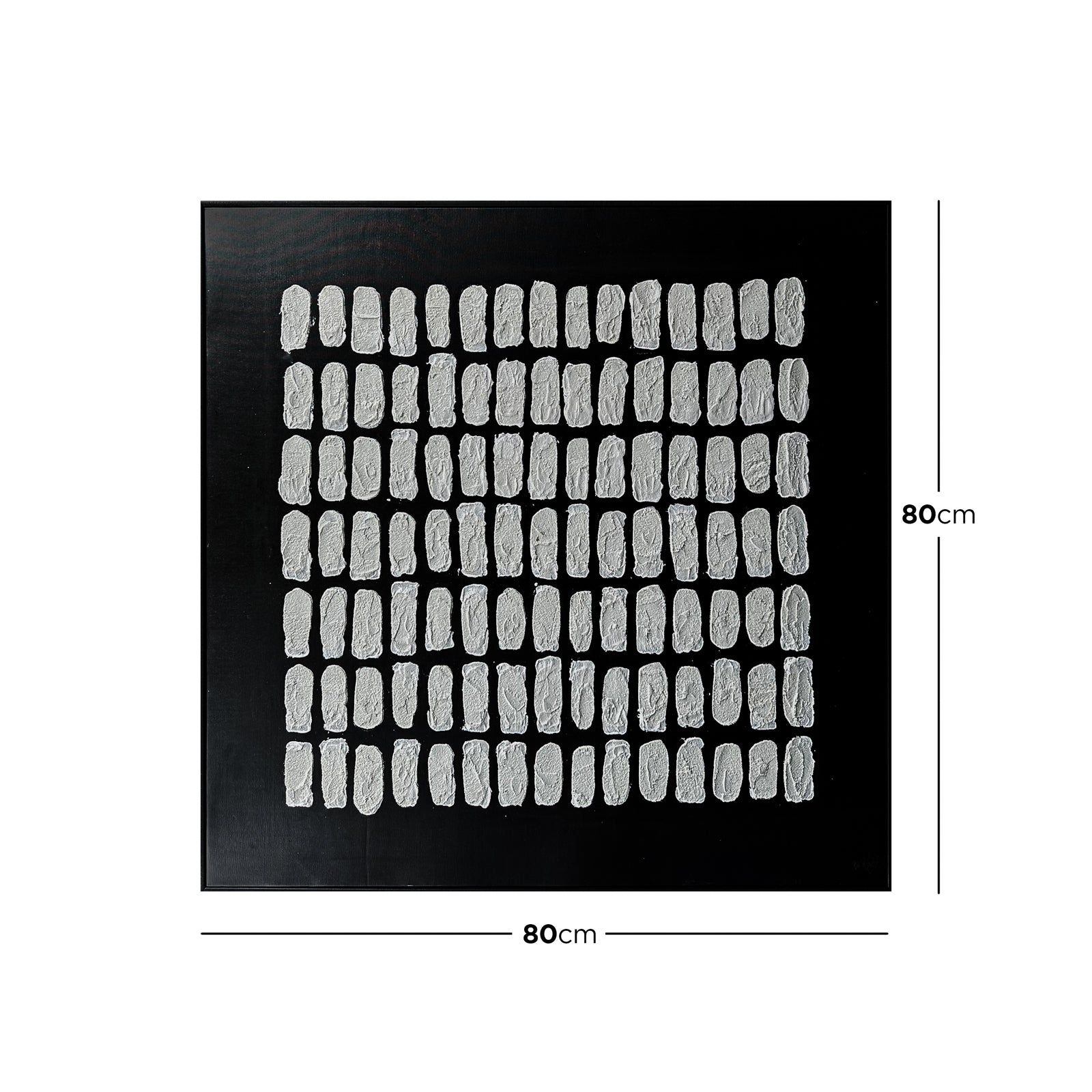 Dimensions of Elodie Framed Textured Wall Art: 80x80cm, illustrating the compact square size, ideal for smaller areas or gallery walls.