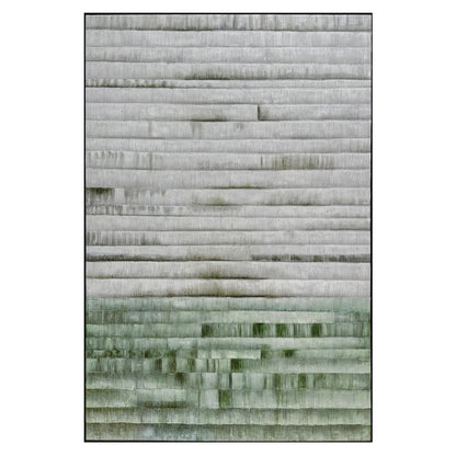 Front view of Emery Modern Framed Canvas, showcasing soft grey and green tones with a layered 3D texture and a harmonious gradient design for a serene modern feel.