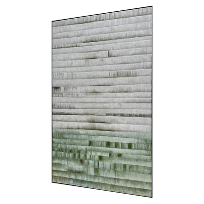 Left Angled view of Emery Modern Framed Canvas, emphasizing the depth created by its layered 3D texture, the sleek polystyrene frame, and sturdy pine inner frame.