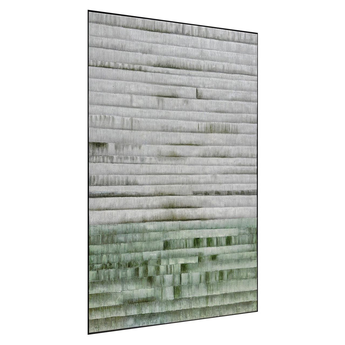 Right Angled view of Emery Modern Framed Canvas, emphasizing the depth created by its layered 3D texture, the sleek polystyrene frame, and sturdy pine inner frame.