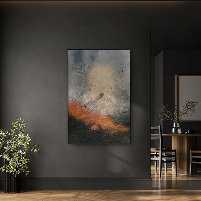 Faye Framed Canvas Textured Abstract Wall Art displayed in a modern living room, demonstrating its sophisticated abstract design and how it enhances contemporary interiors.