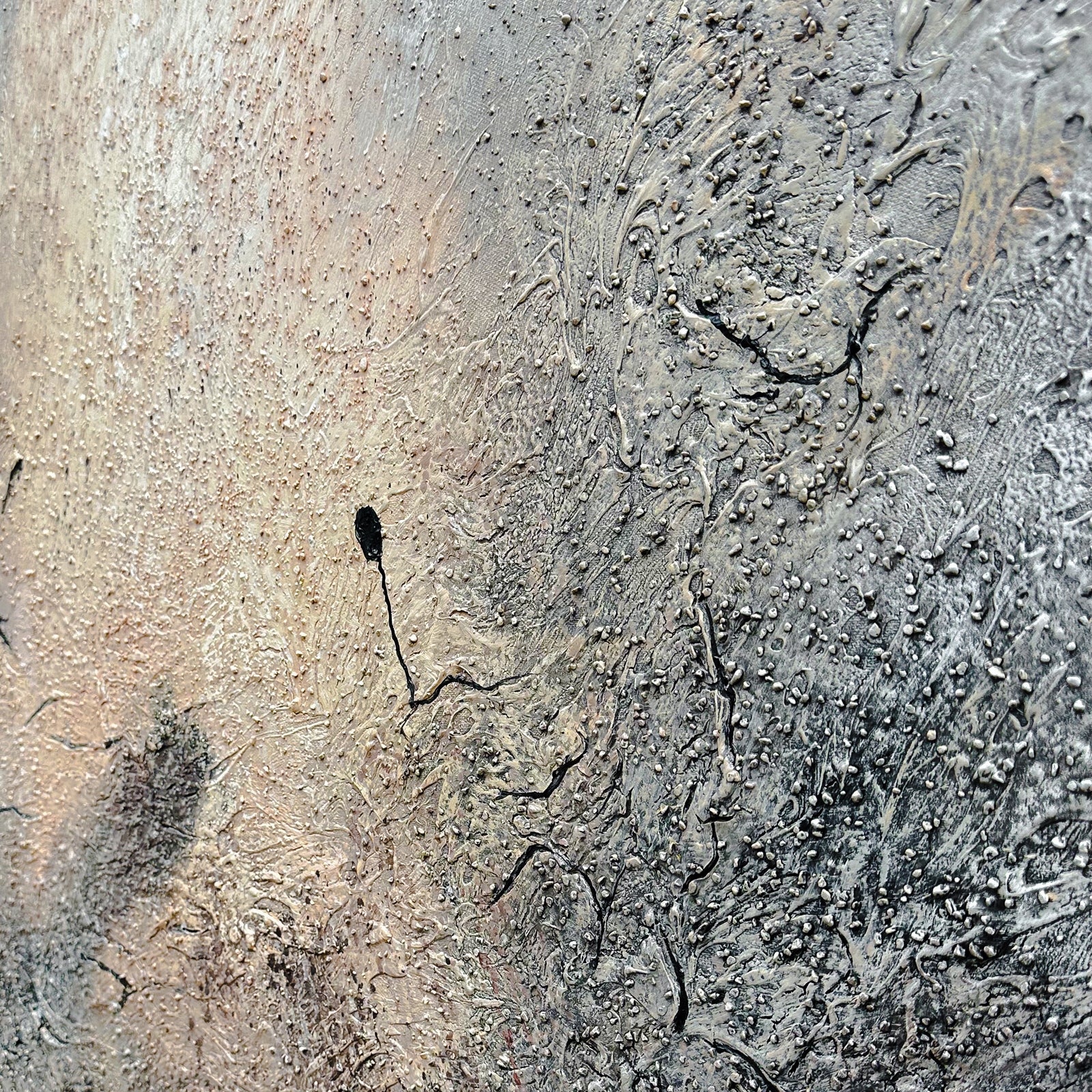 Close-up of Faye Framed Canvas Textured Abstract Wall Art, highlighting the intricate 3D texture, hand-painted details, and durable acrylic paints on the cotton canvas.