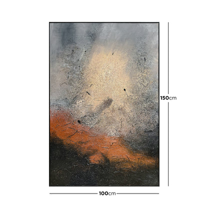 Dimensions of Faye Framed Canvas Textured Abstract Wall Art: 100x150cm, illustrating its rectangular size, ideal for adding an earthy, modern focal point to a wall.