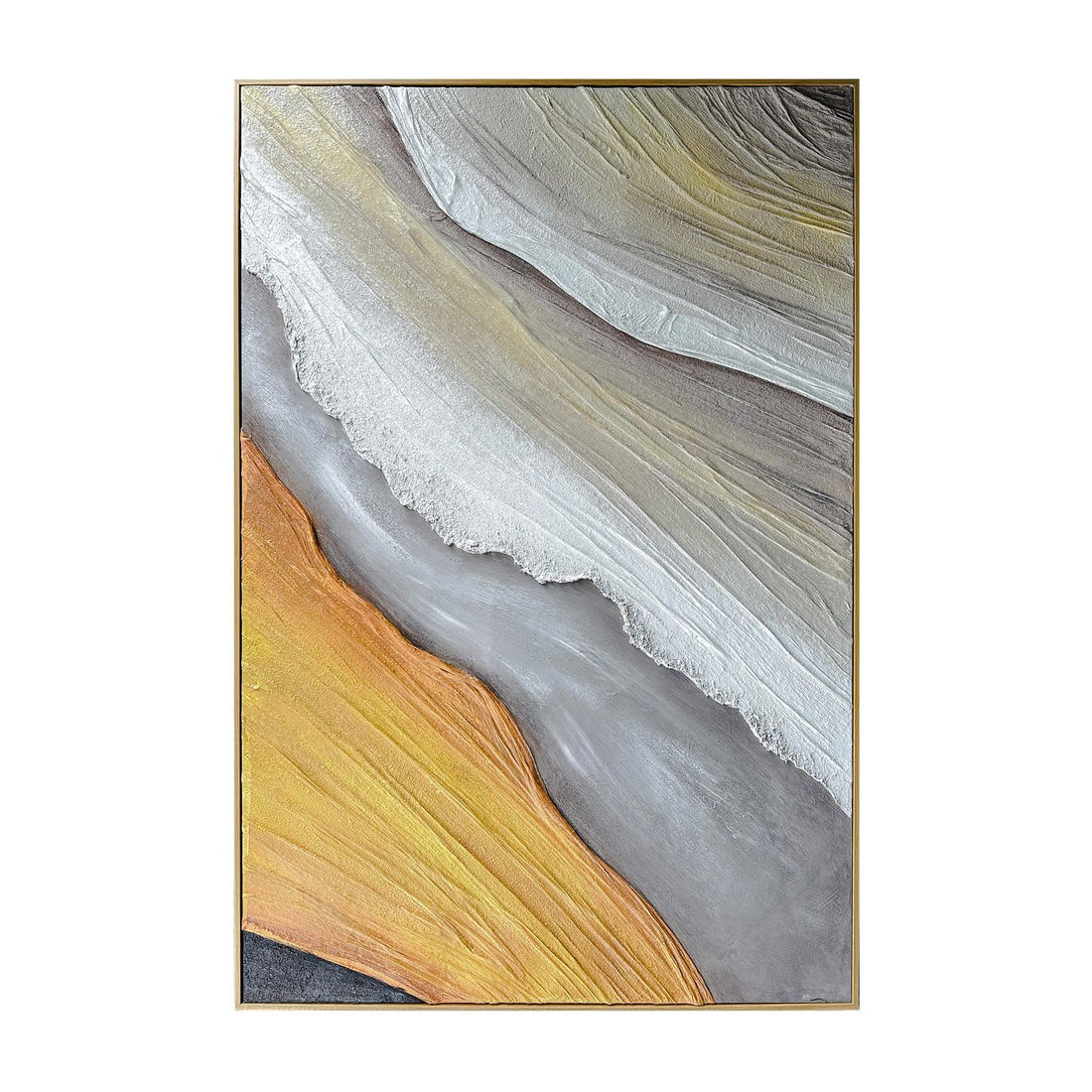 Flora Abstract Textured Canvas Hanging Wall Art, front view, showcasing rich textures and natural tones with a 3D effect, designed to bring elegance and a timeless abstract look to any room.