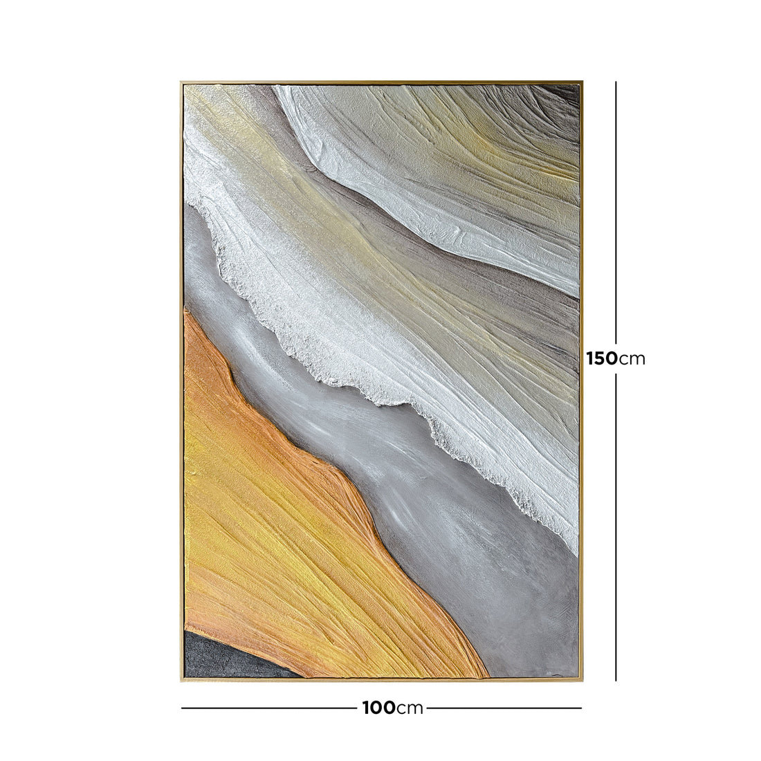 Flora Abstract Textured Canvas Hanging Wall Art with dimensions of 100x150cm, with a 4cm depth, for precise space planning.