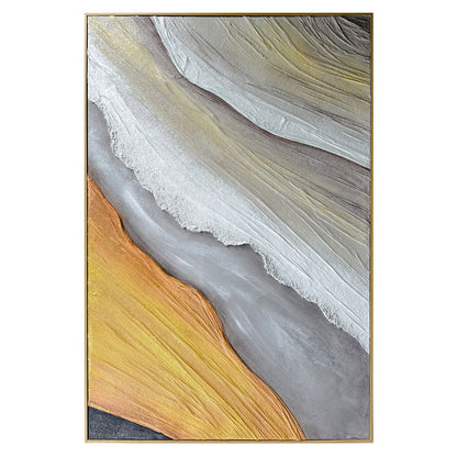 Flora Abstract Textured Canvas Hanging Wall Art, front view, showcasing rich textures and natural tones with a 3D effect, designed to bring elegance and a timeless abstract look to any room.