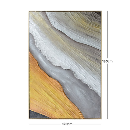 Flora Abstract Textured Canvas Hanging Wall Art with dimensions of  120x180cm, with a 4cm depth, for precise space planning.
