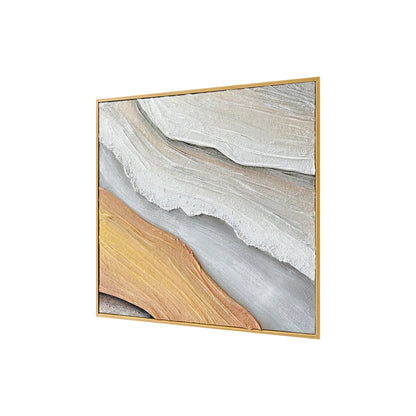 Flora Abstract Textured Canvas Hanging Wall Art from an angled perspective, highlighting its pronounced 3D texture and the artistic use of premium fabric paint, adding depth and visual interest.