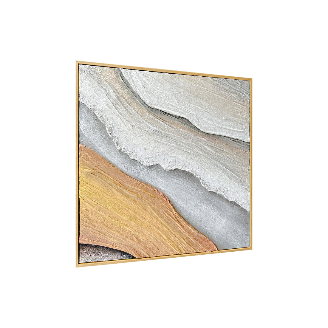 Flora Abstract Textured Canvas Hanging Wall Art from an angled perspective, highlighting its pronounced 3D texture and the artistic use of premium fabric paint, adding depth and visual interest.
