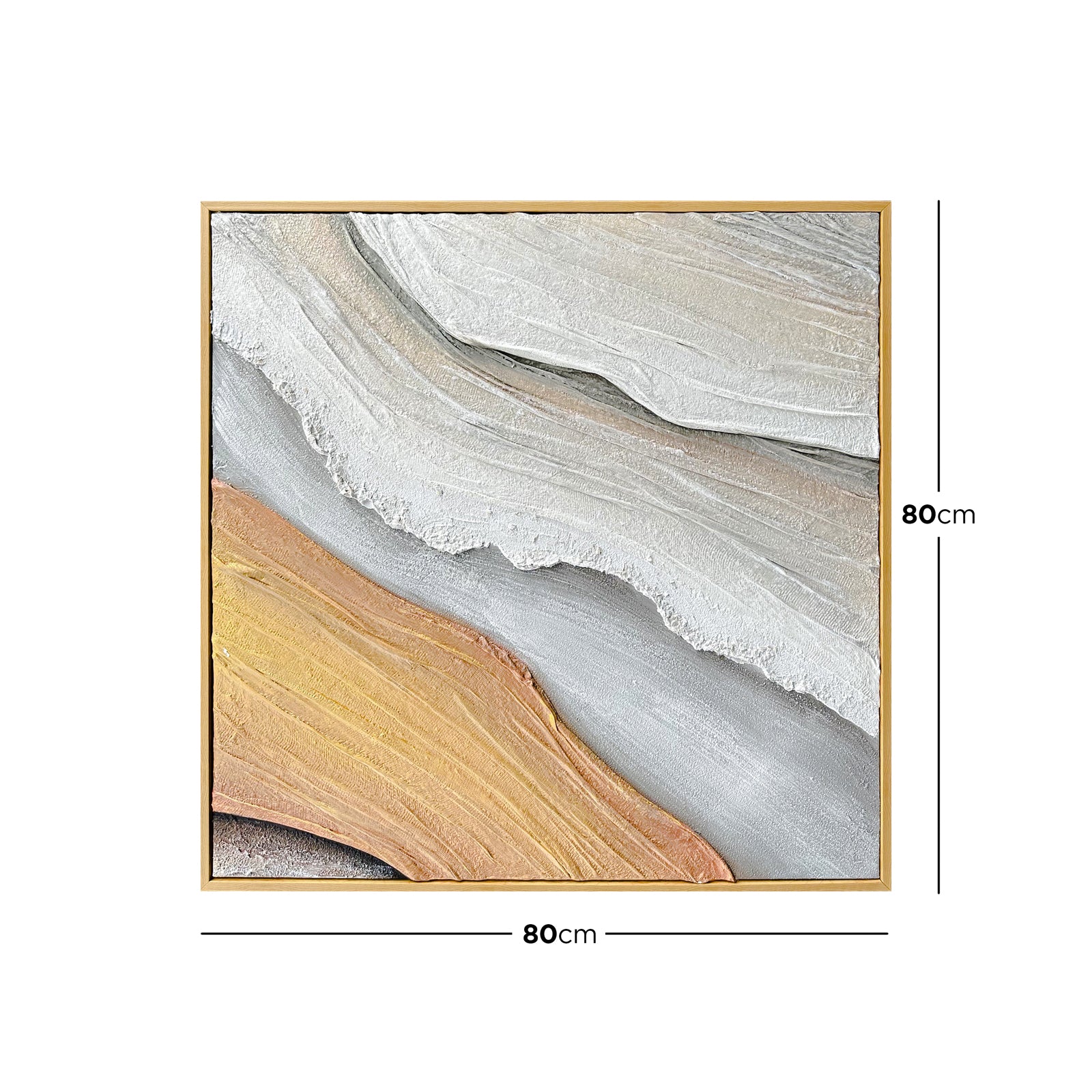 Flora Abstract Textured Canvas Hanging Wall Art with dimensions of 80x80cm, with a 4cm depth, for precise space planning.