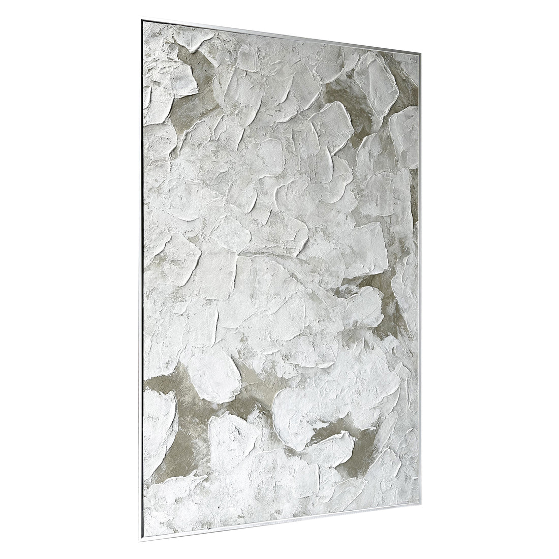 Right Angled view of Luma Framed Textured Abstract Canvas, emphasizing the depth created by its 3D texture, the sleek polystyrene outer frame, and sturdy pine inner frame.