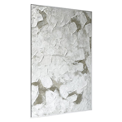 Right Angled view of Luma Framed Textured Abstract Canvas, emphasizing the depth created by its 3D texture, the sleek polystyrene outer frame, and sturdy pine inner frame.