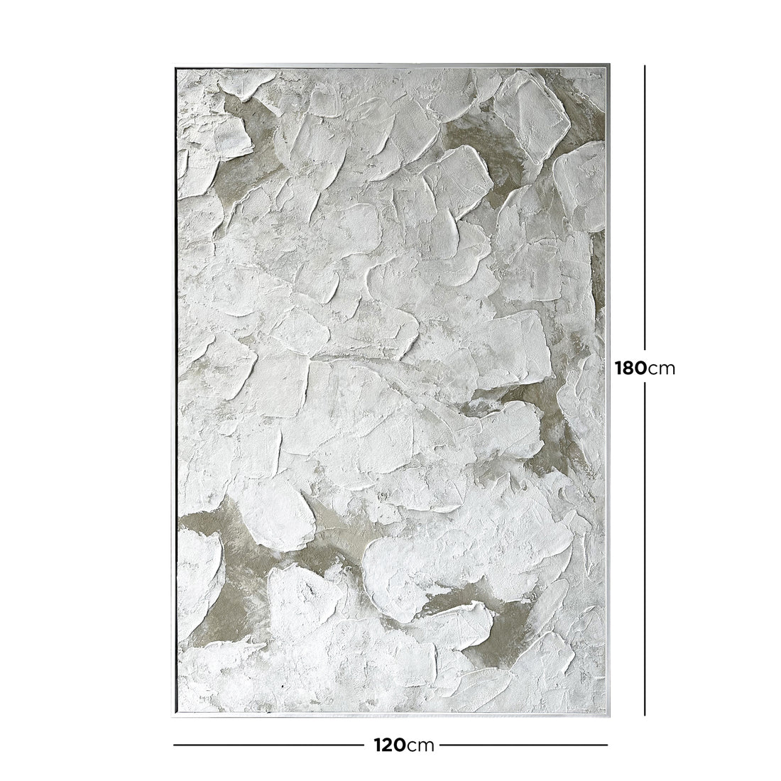 Dimensions of Luma Framed Textured Abstract Wall Art: 120x180cm, depicting its large rectangular size, perfect for creating a significant artistic statement in spacious areas.