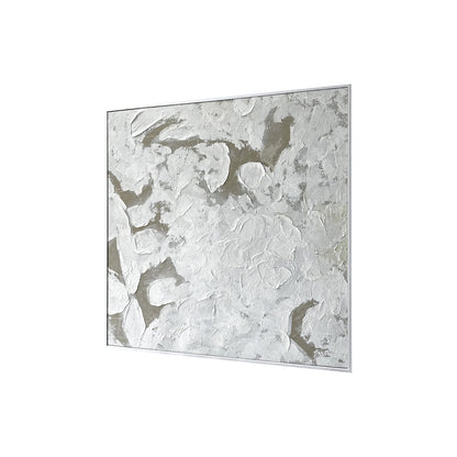 Left Angled view of Luma Framed Textured Abstract Canvas, emphasizing the depth created by its 3D texture, the sleek polystyrene outer frame, and sturdy pine inner frame.