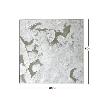 Dimensions of Luma Framed Textured Abstract Wall Art: 80x80cm, illustrating its compact square size, ideal for adding a modern touch to smaller walls or as part of a gallery.
