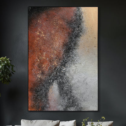 Nebula Textured Acrylic Framed Canvas displayed in a modern living space, showcasing its captivating abstract design and how it creates a cosmic focal point in a room.