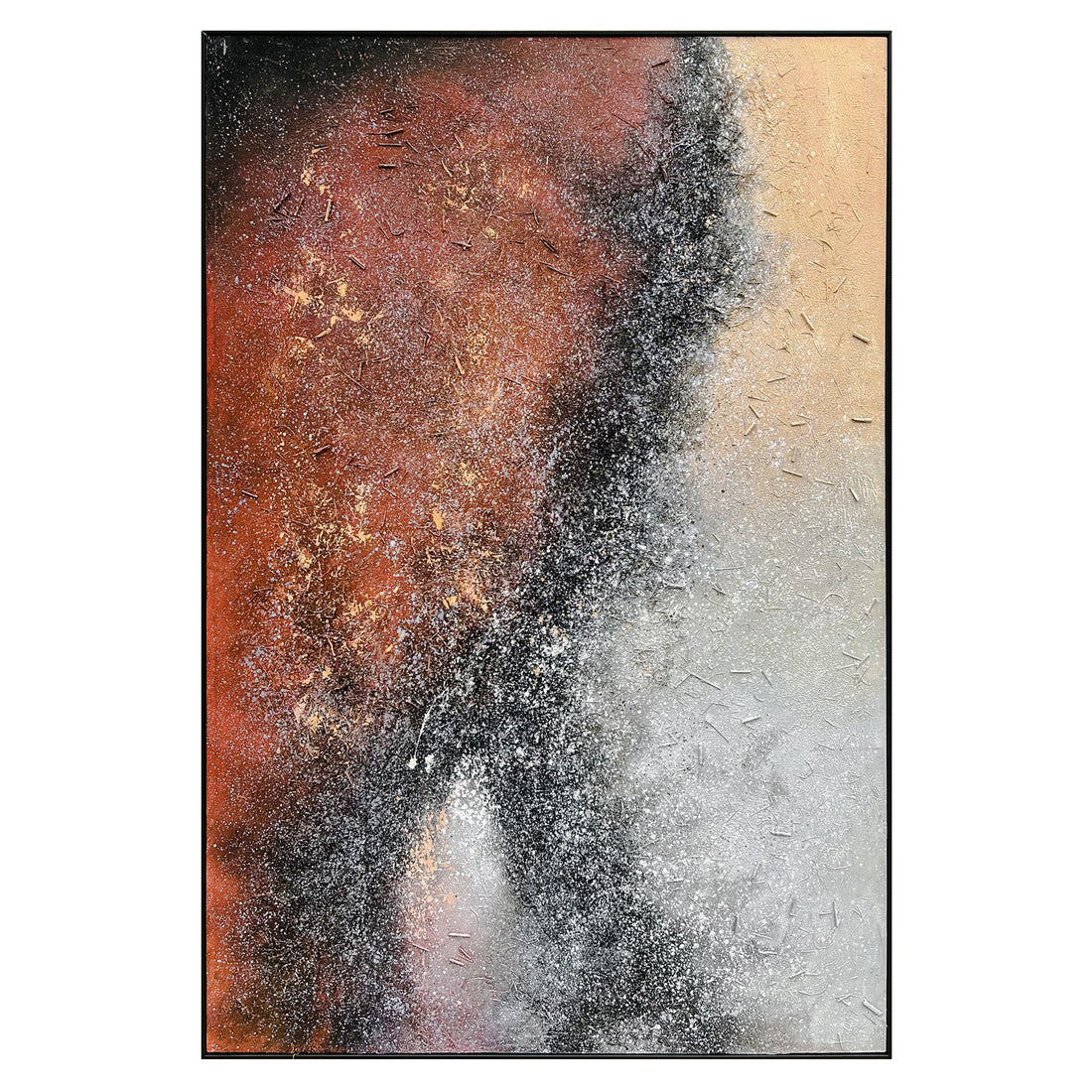 Front view of Nebula Textured Acrylic Framed Canvas, a stunning 3D wall art capturing galactic vastness with deep blues, rich purples, cosmic swirls, and a hand-painted textured surface.