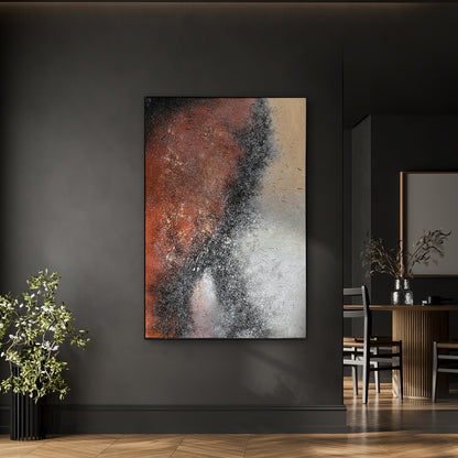 Nebula Textured Acrylic Framed Canvas displayed in a modern living space, showcasing its captivating abstract design and how it creates a cosmic focal point in a room.