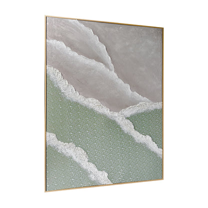 Right Angled view of Nolan Modern Framed Textured Canvas, emphasizing the depth created by its 3D texture, the sleek polystyrene outer frame, and sturdy pine inner frame.