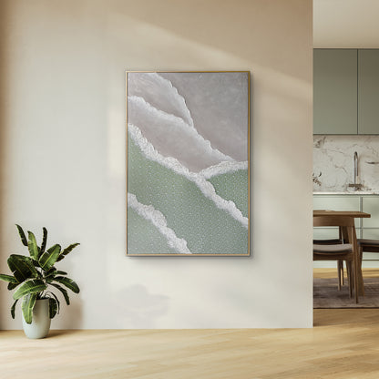 Nolan Modern Framed Textured Canvas displayed in a contemporary living space, demonstrating its elegant design and how its 3D texture enhances modern interiors.