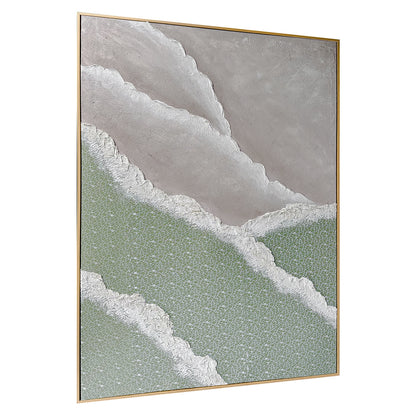 Right Angled view of Nolan Modern Framed Textured Canvas, emphasizing the depth created by its 3D texture, the sleek polystyrene outer frame, and sturdy pine inner frame.