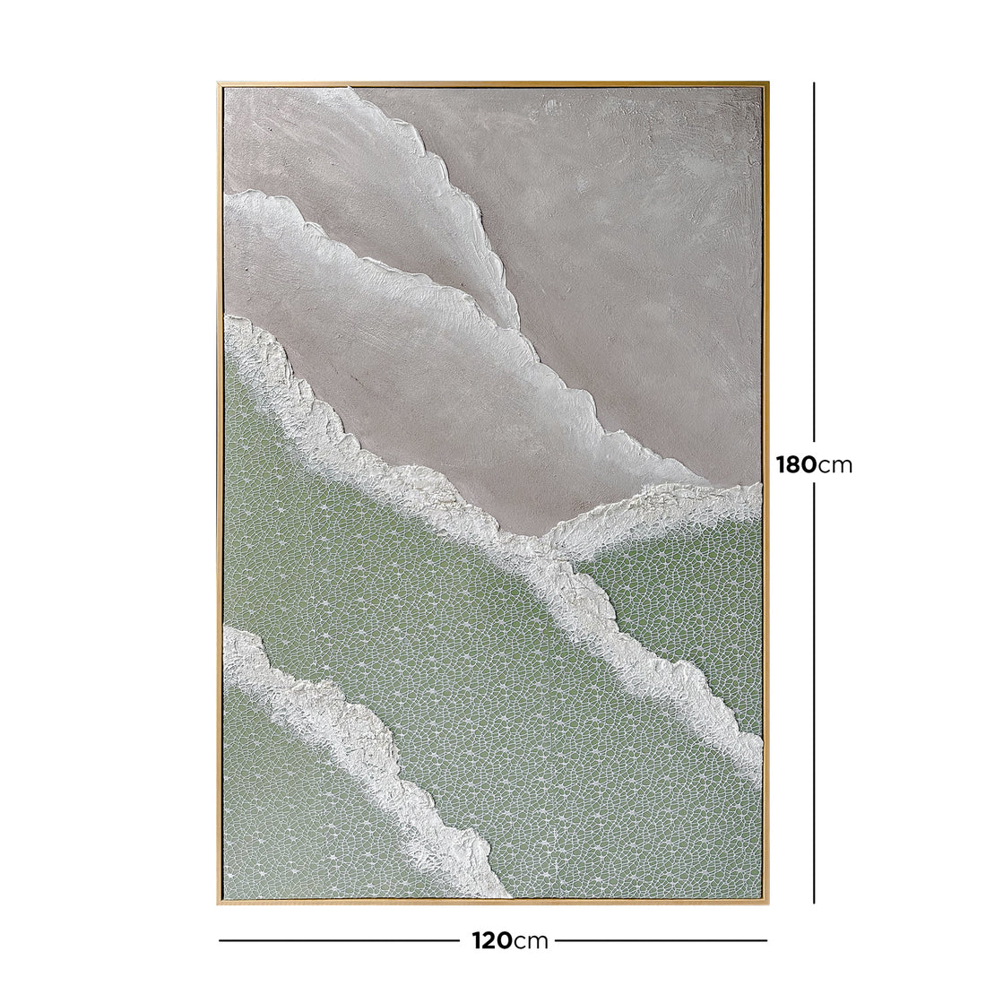 Dimensions of Nolan Modern Framed Textured Wall Art: 120x180cm, depicting its large rectangular size, designed to create a bold and sophisticated artistic statement.