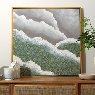 Nolan Modern Framed Textured Canvas displayed in a contemporary living space, demonstrating its elegant design and how its 3D texture enhances modern interiors.