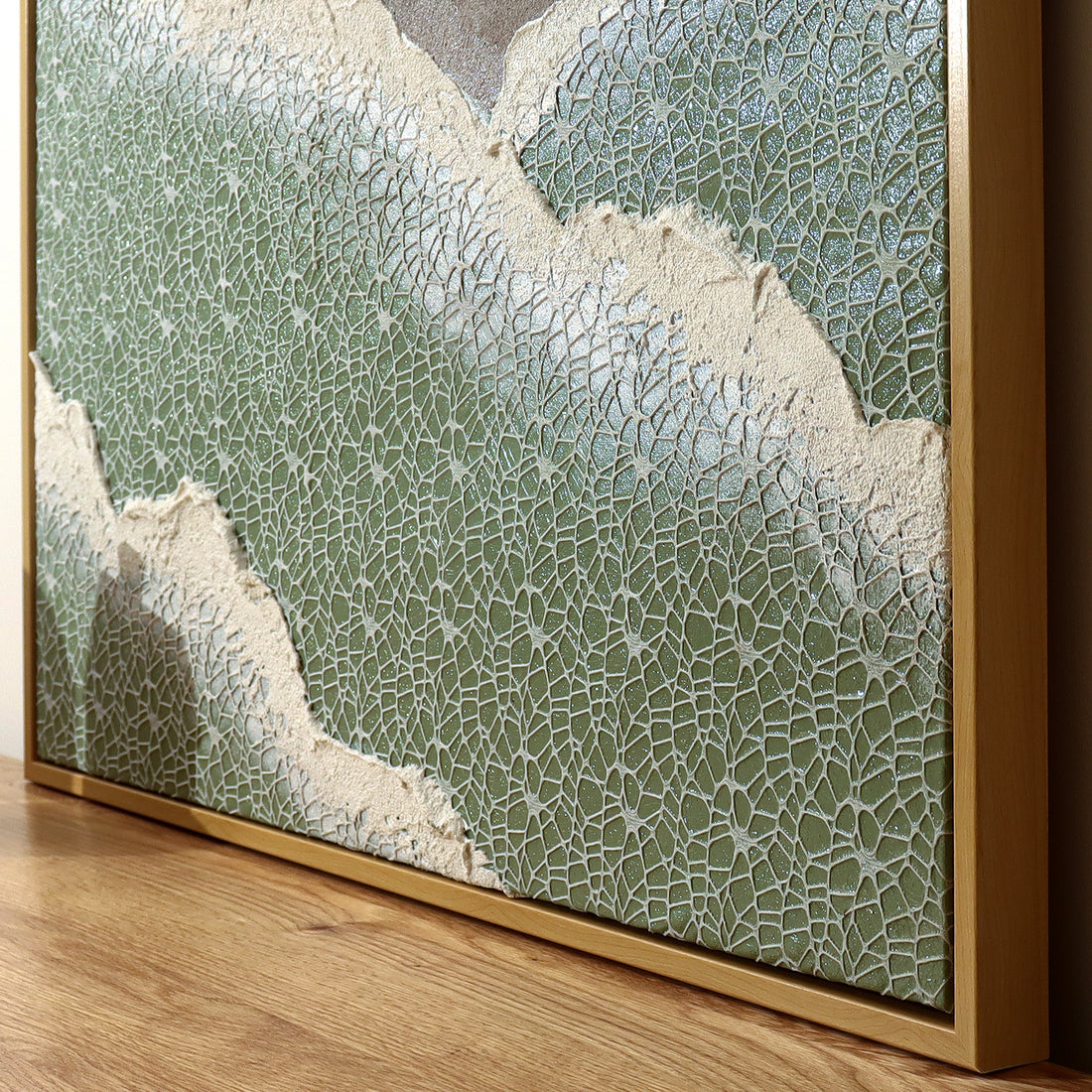 Nolan Modern Framed Textured Canvas displayed in a contemporary living space, demonstrating its elegant design and how its 3D texture enhances modern interiors.