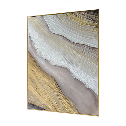 Raine Modern Textured Canvas Hanging Wall Art from an angled perspective, highlighting its pronounced 3D texture and hand-painted details, creating depth and a captivating visual experience.