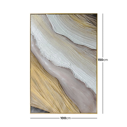 Raine Modern Textured Canvas Hanging Wall Art with dimensions of 100x150cm, with a 4cm depth, for precise space planning and room fitting.