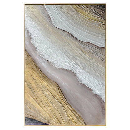Raine Modern Textured Canvas Hanging Wall Art, front view, showcasing flowing textures, natural and warm tones with a striking 3D effect, adding timeless elegance and a dramatic statement to any room.