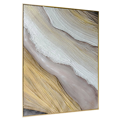 Raine Modern Textured Canvas Hanging Wall Art from an angled perspective, highlighting its pronounced 3D texture and hand-painted details, creating depth and a captivating visual experience.