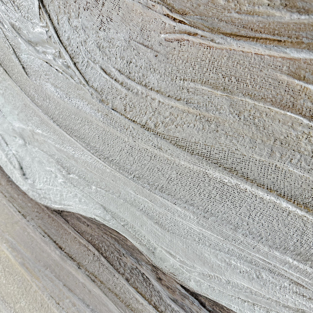 Close up of Raine Modern Textured Canvas Hanging Wall Art, revealing intricate hand-painted textures, the striking 3D relief, and the warm, natural tones of the high-quality poly-cotton canvas with gel finish.