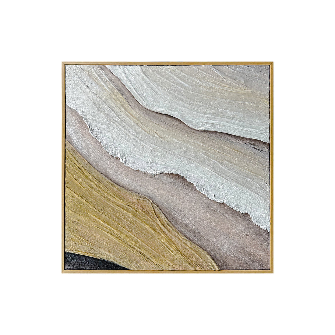 Raine Modern Textured Canvas Hanging Wall Art, front view, showcasing flowing textures, natural and warm tones with a striking 3D effect, adding timeless elegance and a dramatic statement to any room.
