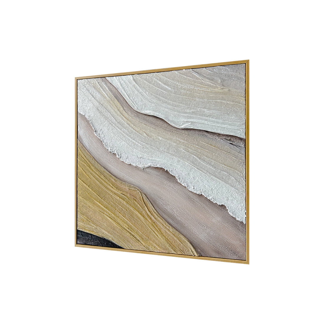 Raine Modern Textured Canvas Hanging Wall Art from an angled perspective, highlighting its pronounced 3D texture and hand-painted details, creating depth and a captivating visual experience.