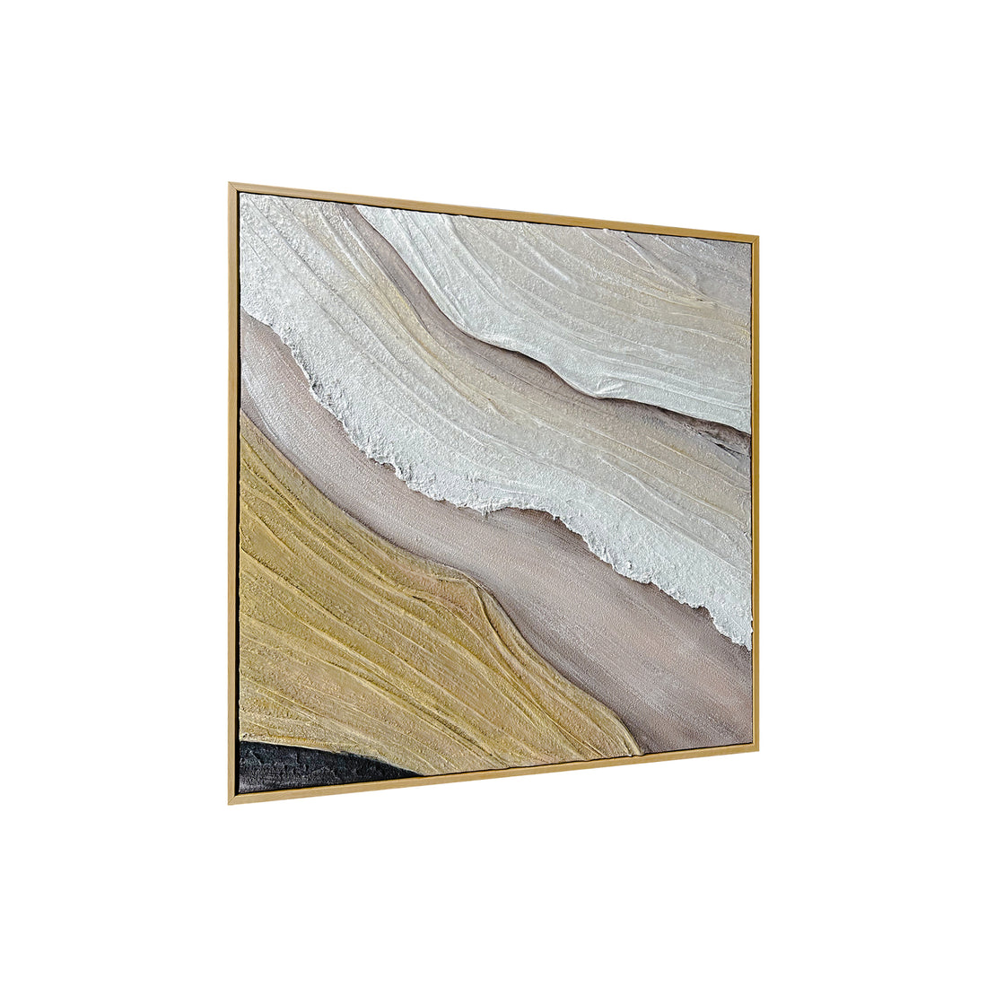 Raine Modern Textured Canvas Hanging Wall Art from an angled perspective, highlighting its pronounced 3D texture and hand-painted details, creating depth and a captivating visual experience.