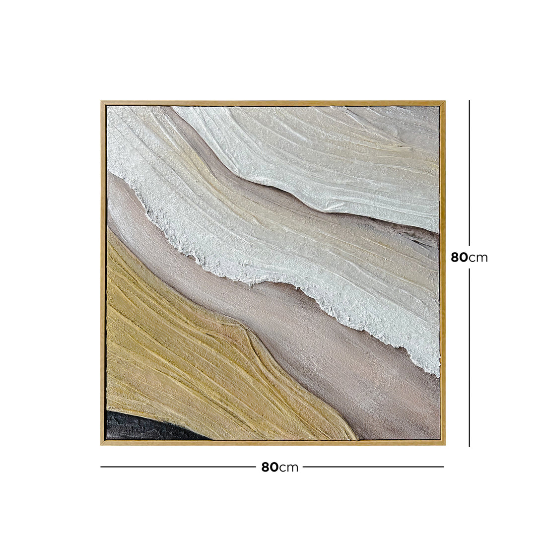 Raine Modern Textured Canvas Hanging Wall Art with dimensions of 80x80cm, with a 4cm depth, for precise space planning and room fitting.