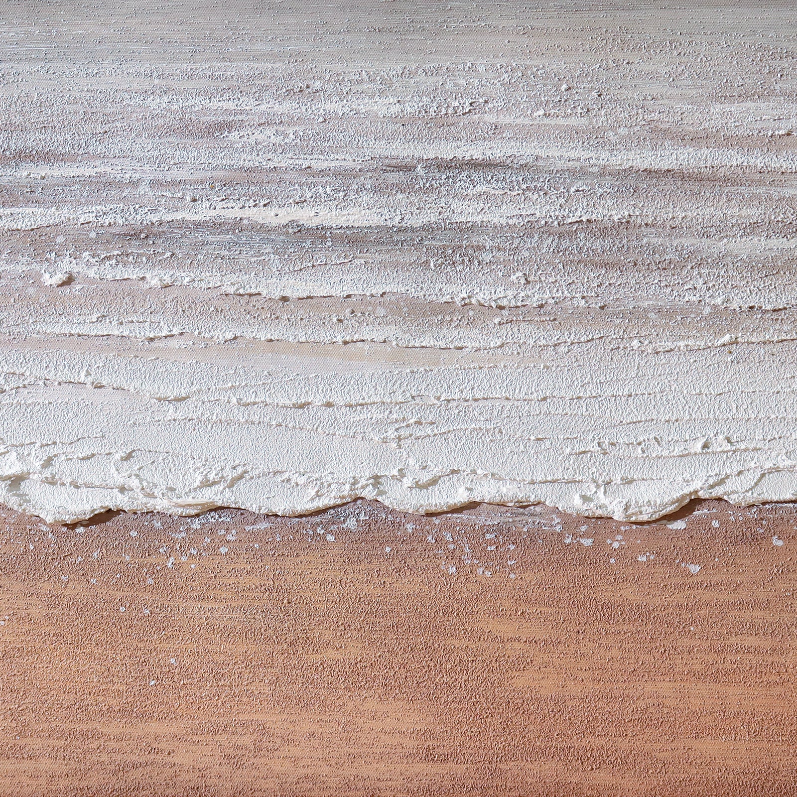 Close-up of Sable Textured Coastal Canvas, highlighting the intricate 3D painting details, textured surface, and hand-applied clear gel finish on the poly-cotton canvas.