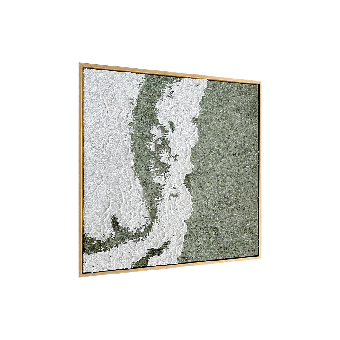 Right Angled view of Serene Modern Abstract Textured Canvas, emphasizing the depth created by its 3D texture, the lightweight polystyrene frame, and strong pine inner frame.